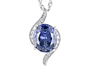 Blue And White Cubic Zirconia Platineve Pendant With Chain 7.27ctw