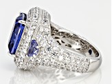 Blue And White Cubic Zirconia Platineve Ring 15.18ctw