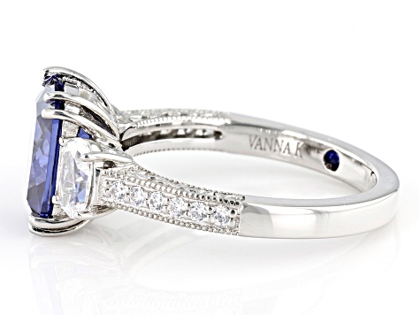 Blue And White Cubic Zirconia Platineve Ring 6.63ctw