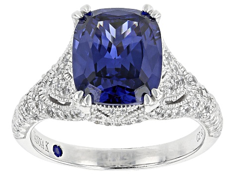 Blue And White Cubic Zirconia Platineve Womens Cocktail Ring 10.32ctw