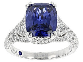Blue And White Cubic Zirconia Platineve Womens Cocktail Ring 10.32ctw