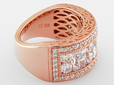 White Cubic Zirconia 18k Rose Gold Over Sterling Silver Ring 5.11ctw