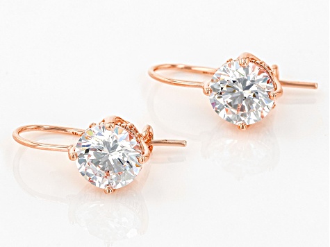 White Cubic Zirconia 18k Rose Gold Over Sterling Silver Earrings 4.52ctw