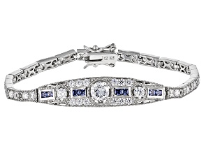 Blue And White Cubic Zirconia Platineve Bracelet 6.94ctw