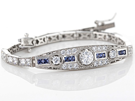 Blue And White Cubic Zirconia Platineve Bracelet 6.94ctw - VKB245