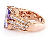 Purple And White Cubic Zirconia 18k Rose Gold Over Silver Ring 10.76ctw
