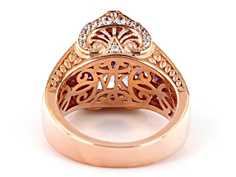 Purple And White Cubic Zirconia 18k Rose Gold Over Silver Ring 10.76ctw