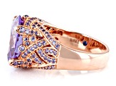 Purple Cubic Zirconia 18k Rose Gold Over Silver Ring 16.70ctw