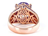 Purple Cubic Zirconia 18k Rose Gold Over Silver Ring 16.70ctw