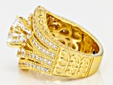 White Cubic Zirconia 18k Yellow Gold Over Sterling Silver Ring 6.35ctw