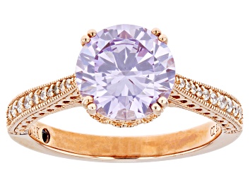 Picture of Purple And White Cubic Zirconia 18k Rose Gold Over Silver Ring 5.98ctw.