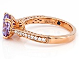 Purple And White Cubic Zirconia 18k Rose Gold Over Silver Ring 5.98ctw.