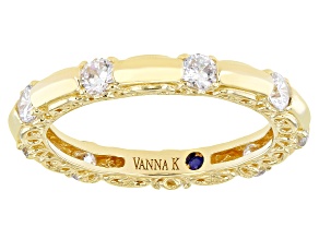 White Cubic Zirconia 18k Yellow Gold Over Sterling Silver Ring. 1.56ctw