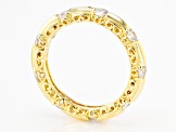 White Cubic Zirconia 18k Yellow Gold Over Sterling Silver Ring. 1.56ctw