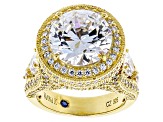 Cubic Zirconia 18k Yellow Gold Over Sterling Silver Ring 11.77ctw