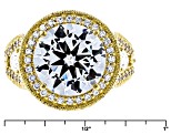 Cubic Zirconia 18k Yellow Gold Over Sterling Silver Ring 11.77ctw