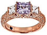 Purple And White Cubic Zirconia 18k Rose Gold Over Silver Ring 3.38ctw