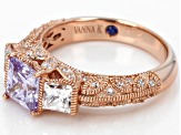 Purple And White Cubic Zirconia 18k Rose Gold Over Silver Ring 3.38ctw