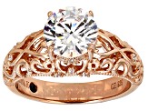 Cubic Zirconia Sterling Silver 18k Rose Gold Over Sterling Silver Ring 3.17ctw