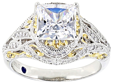 Cubic Zirconia Platineve And 18k Yellow Gold Over Silver Ring 5.96ctw