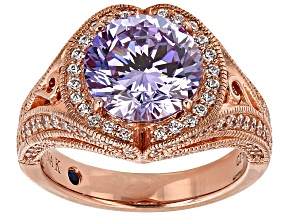 Purple And White Cubic Zirconia 18k Rose Gold Over Silver Ring 7.17ctw