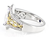White Cubic Zirconia Platineve And 18k Yellow Gold Over Silver Ring 3.28ctw