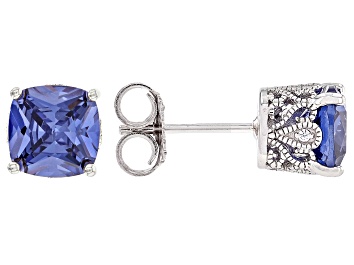 Picture of Blue & White Cubic Zirconia Platineve Earrings 5.21ctw