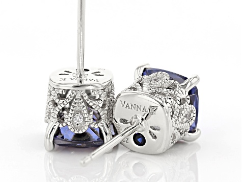 Blue & White Cubic Zirconia Platineve Earrings 5.21ctw
