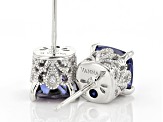 Blue & White Cubic Zirconia Platineve Earrings 5.21ctw