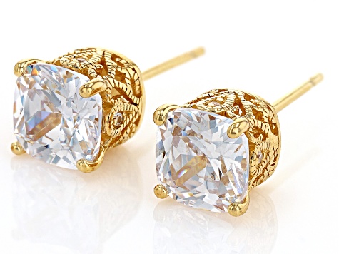 Cubic Zirconia 18k Yellow Gold Over Silver Earrings 5.21ctw (3.96ctw DEW)