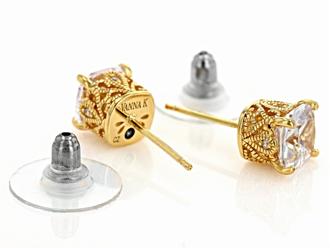 Cubic Zirconia 18k Yellow Gold Over Silver Earrings 5.21ctw (3.96ctw DEW)