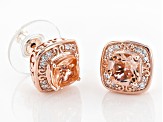Morganite Simulant And White Cubic Zirconia 18k Rose Gold Over Sterling Earrings 1.62ctw