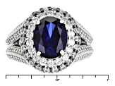 Lab Created Sapphire And White Cubic Zirconia Platineve Ring 4.74ctw