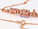 Purple And White Cubic Zirconia 18k Rose Gold Over Sterling Silver Pendant With Chain 7.75ctw