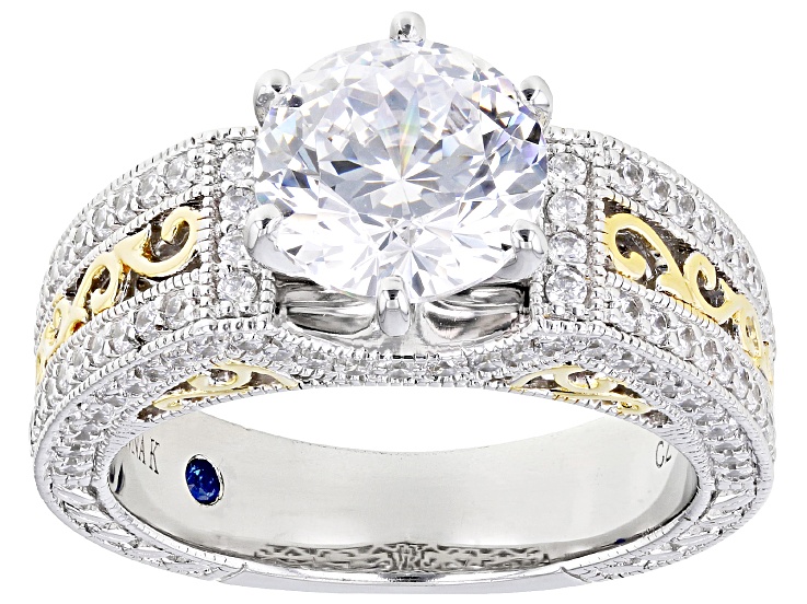 White Cubic Zirconia Platineve And 18k Yellow Gold Over Sterling