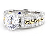 White Cubic Zirconia Platineve And 18k Yellow Gold Over Sterling Silver Ring 6.23ctw