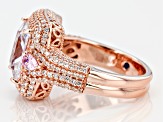 Pink & White Cubic Zirconia 18k Rose Gold Over Sterling Silver Ring 7.56ctw
