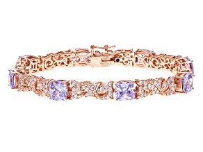 Purple And White Cubic Zirconia 18k Rose Gold Over Sterling Silver Bracelet 15.84ctw