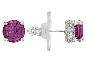 Pink Lab Created Sapphire & White Cubic Zirconia Platineve Earrings 2.63ctw