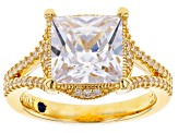 White Cubic Zirconia 18k Yellow Gold Over Silver Ring 6.32ctw