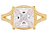 White Cubic Zirconia 18k Yellow Gold Over Silver Ring 6.32ctw