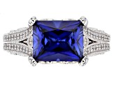 Lab Created Blue Sapphire And White Cubic Zirconia Platineve Ring 4.81ctw