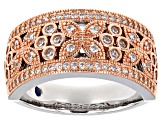 White Cubic Zirconia Platineve & 18k Rose Gold Over Sterling Silver Ring 1.06ctw