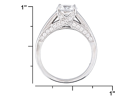 Cubic Zirconia Platinum Over Sterling Silver Ring 3.17ctw