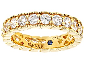 Cubic Zirconia 18k Yellow Gold Over Silver Womens Eternity Band Ring 3.67ctw