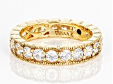Cubic Zirconia 18k Yellow Gold Over Silver Womens Eternity Band Ring 3.67ctw