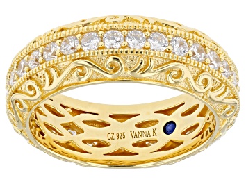 Picture of White Cubic Zirconia 18k Yellow Gold Over Sterling Silver Eternity Band 1.73ctw