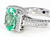 Lab Created Green Spinel & White Cubic Zirconia Platineve Center Design Ring 5.44ctw