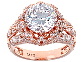 White Cubic Zirconia 18K Rose Gold Over Sterling Silver Center Design Ring 8.63ctw