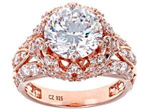 White Cubic Zirconia 18K Rose Gold Over Sterling Silver Center Design Ring 8.63ctw